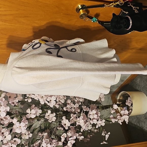 Anthropologie Sleeping On Snow Peplum Flower Cardigan - Picture 7 of 10